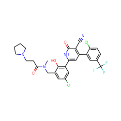 CN(Cc1cc(Cl)cc(-c2cc(-c3cc(C(F)(F)F)ccc3Cl)c(C#N)c(=O)[nH]2)c1O)C(=O)CCN1CCCC1 ZINC000028821580