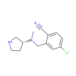 CN(Cc1cc(Cl)ccc1C#N)[C@@H]1CCNC1 ZINC000029129511