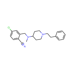 CN(Cc1cc(Cl)ccc1C#N)C1CCN(CCc2ccccc2)CC1 ZINC000029129751