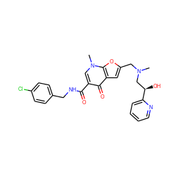 CN(Cc1cc2c(=O)c(C(=O)NCc3ccc(Cl)cc3)cn(C)c2o1)C[C@@H](O)c1ccccn1 ZINC000038461539