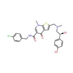 CN(Cc1cc2c(=O)c(C(=O)NCc3ccc(Cl)cc3)cn(C)c2s1)C[C@@H](O)c1ccc(O)cc1 ZINC000028901379