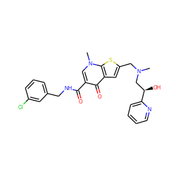 CN(Cc1cc2c(=O)c(C(=O)NCc3cccc(Cl)c3)cn(C)c2s1)C[C@@H](O)c1ccccn1 ZINC000028901452