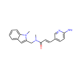 CN(Cc1cc2ccccc2n1C)C(=O)/C=C/c1ccc(N)nc1 ZINC000029401008