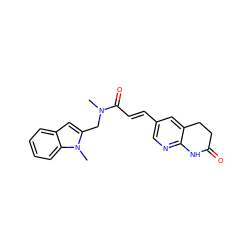 CN(Cc1cc2ccccc2n1C)C(=O)/C=C/c1cnc2c(c1)CCC(=O)N2 ZINC000013517952