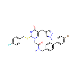 CN(Cc1ccc(-c2ccc(Br)cc2)cc1)C(=O)Cn1cc(Cc2cnn(C)c2)c(=O)nc1SCc1ccc(F)cc1 ZINC000027631777