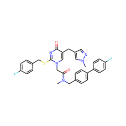 CN(Cc1ccc(-c2ccc(F)cc2)cc1)C(=O)Cn1cc(Cc2cnn(C)c2)c(=O)nc1SCc1ccc(F)cc1 ZINC000027628633