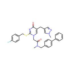 CN(Cc1ccc(-c2ccccc2)cc1)C(=O)Cn1cc(Cc2cnn(C)c2)c(=O)nc1SCc1ccc(F)cc1 ZINC000027629587