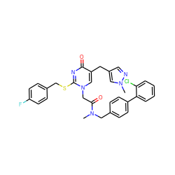 CN(Cc1ccc(-c2ccccc2Cl)cc1)C(=O)Cn1cc(Cc2cnn(C)c2)c(=O)nc1SCc1ccc(F)cc1 ZINC000027633053