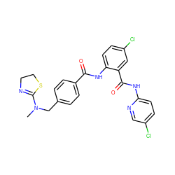 CN(Cc1ccc(C(=O)Nc2ccc(Cl)cc2C(=O)Nc2ccc(Cl)cn2)cc1)C1=NCCS1 ZINC000028087141