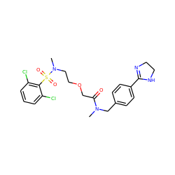 CN(Cc1ccc(C2=NCCN2)cc1)C(=O)COCCN(C)S(=O)(=O)c1c(Cl)cccc1Cl ZINC000084730897