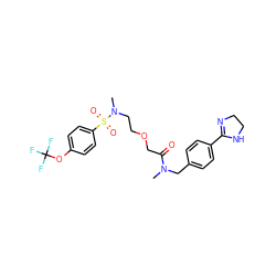 CN(Cc1ccc(C2=NCCN2)cc1)C(=O)COCCN(C)S(=O)(=O)c1ccc(OC(F)(F)F)cc1 ZINC000084732193