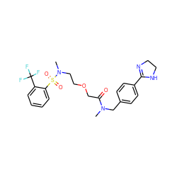 CN(Cc1ccc(C2=NCCN2)cc1)C(=O)COCCN(C)S(=O)(=O)c1ccccc1C(F)(F)F ZINC000084730207