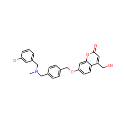 CN(Cc1ccc(COc2ccc3c(CO)cc(=O)oc3c2)cc1)Cc1cccc(Cl)c1 ZINC000473130387