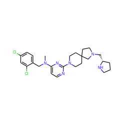 CN(Cc1ccc(Cl)cc1Cl)c1ccnc(N2CCC3(CCN(C[C@@H]4CCCN4)C3)CC2)n1 ZINC000653851021