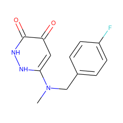 CN(Cc1ccc(F)cc1)c1cc(=O)c(=O)[nH][nH]1 ZINC000205766919