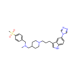 CN(Cc1ccc(S(C)(=O)=O)cc1)CC1CCN(CCCc2c[nH]c3ccc(-n4cnnc4)cc23)CC1 ZINC000013802589