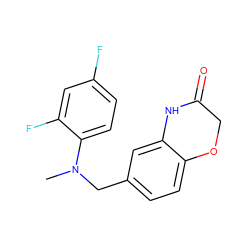 CN(Cc1ccc2c(c1)NC(=O)CO2)c1ccc(F)cc1F ZINC000653728095