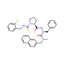 CN(Cc1ccc2ccccc2c1)C(=O)[C@H](Cc1ccccc1)NC(=O)[C@@H]1CCCN1C(=S)NCc1ccccc1Cl ZINC000026944390