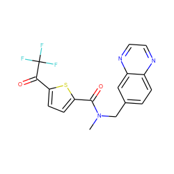 CN(Cc1ccc2nccnc2c1)C(=O)c1ccc(C(=O)C(F)(F)F)s1 ZINC000029069764