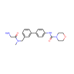 CN(Cc1cccc(-c2ccc(NC(=O)N3CCOCC3)cc2)c1)C(=O)CN ZINC000142756923