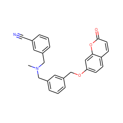 CN(Cc1cccc(C#N)c1)Cc1cccc(COc2ccc3ccc(=O)oc3c2)c1 ZINC000473127011