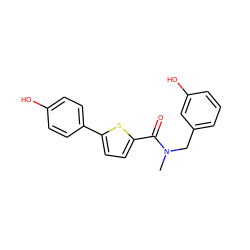 CN(Cc1cccc(O)c1)C(=O)c1ccc(-c2ccc(O)cc2)s1 ZINC000073166039