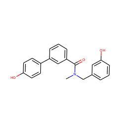 CN(Cc1cccc(O)c1)C(=O)c1cccc(-c2ccc(O)cc2)c1 ZINC000073195900