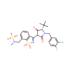 CN(Cc1cccc2c1S(=O)(=O)N=C2C1C(=O)[C@H](C(C)(C)C)N(Cc2ccc(F)c(Cl)c2)C1=O)S(C)(=O)=O ZINC000100425056