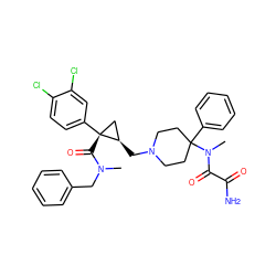 CN(Cc1ccccc1)C(=O)[C@@]1(c2ccc(Cl)c(Cl)c2)C[C@H]1CN1CCC(c2ccccc2)(N(C)C(=O)C(N)=O)CC1 ZINC000066076291