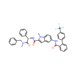 CN(Cc1ccccc1)C(=O)[C@@H](NC(=O)c1cc2cc(NC(=O)c3ccccc3-c3ccc(C(F)(F)F)cc3)ccc2n1C)c1ccccc1 ZINC000003988502