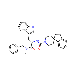 CN(Cc1ccccc1)C(=O)[C@H](Cc1c[nH]c2ccccc12)NC(=O)N1CCC2(CCc3ccccc32)CC1 ZINC000026378188