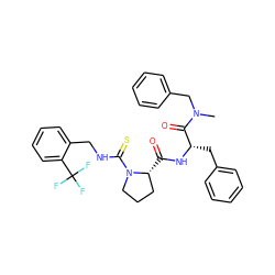 CN(Cc1ccccc1)C(=O)[C@H](Cc1ccccc1)NC(=O)[C@@H]1CCCN1C(=S)NCc1ccccc1C(F)(F)F ZINC000026938062