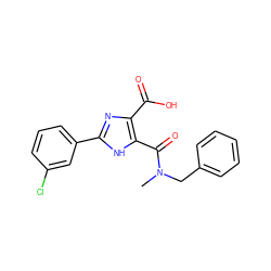 CN(Cc1ccccc1)C(=O)c1[nH]c(-c2cccc(Cl)c2)nc1C(=O)O ZINC000058631435