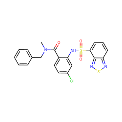 CN(Cc1ccccc1)C(=O)c1ccc(Cl)cc1NS(=O)(=O)c1cccc2nsnc12 ZINC000040568645