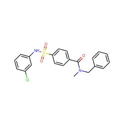 CN(Cc1ccccc1)C(=O)c1ccc(S(=O)(=O)Nc2cccc(Cl)c2)cc1 ZINC000299823567