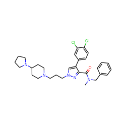 CN(Cc1ccccc1)C(=O)c1nn(CCCN2CCC(N3CCCC3)CC2)cc1-c1ccc(Cl)c(Cl)c1 ZINC000049711259