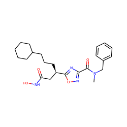 CN(Cc1ccccc1)C(=O)c1noc([C@H](CCCC2CCCCC2)CC(=O)NO)n1 ZINC000034391676