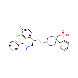 CN(Cc1ccccc1)C[C@@H](CCN1CCC2(CC1)CS(=O)(=O)c1ccccc12)c1ccc(Cl)c(Cl)c1 ZINC000026578545