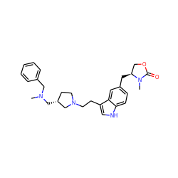 CN(Cc1ccccc1)C[C@@H]1CCN(CCc2c[nH]c3ccc(C[C@H]4COC(=O)N4C)cc23)C1 ZINC000013794120