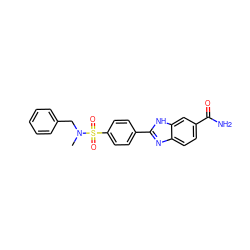 CN(Cc1ccccc1)S(=O)(=O)c1ccc(-c2nc3ccc(C(N)=O)cc3[nH]2)cc1 ZINC000137588601