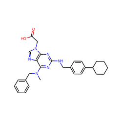 CN(Cc1ccccc1)c1nc(NCc2ccc(C3CCCCC3)cc2)nc2c1ncn2CC(=O)O ZINC000066079667