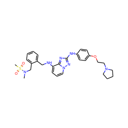 CN(Cc1ccccc1CNc1cccn2nc(Nc3ccc(OCCN4CCCC4)cc3)nc12)S(C)(=O)=O ZINC000096169680