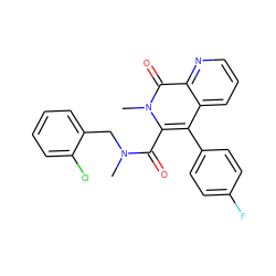 CN(Cc1ccccc1Cl)C(=O)c1c(-c2ccc(F)cc2)c2cccnc2c(=O)n1C ZINC000013742640