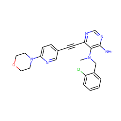 CN(Cc1ccccc1Cl)c1c(N)ncnc1C#Cc1ccc(N2CCOCC2)nc1 ZINC000012914527