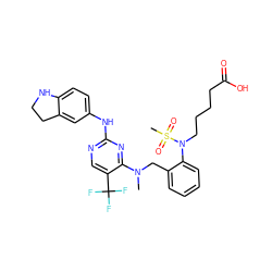 CN(Cc1ccccc1N(CCCCC(=O)O)S(C)(=O)=O)c1nc(Nc2ccc3c(c2)CCN3)ncc1C(F)(F)F ZINC001772570168