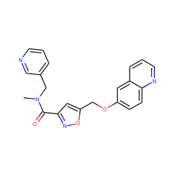 CN(Cc1cccnc1)C(=O)c1cc(COc2ccc3ncccc3c2)on1 ZINC000012434911