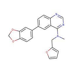 CN(Cc1ccco1)c1ncnc2ccc(-c3ccc4c(c3)OCO4)cc12 ZINC000004267325