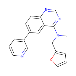 CN(Cc1ccco1)c1ncnc2ccc(-c3cccnc3)cc12 ZINC000004258517