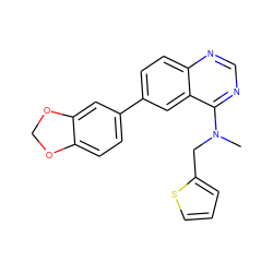 CN(Cc1cccs1)c1ncnc2ccc(-c3ccc4c(c3)OCO4)cc12 ZINC000036382604