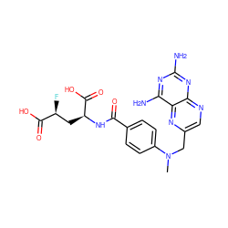 CN(Cc1cnc2nc(N)nc(N)c2n1)c1ccc(C(=O)N[C@@H](C[C@H](F)C(=O)O)C(=O)O)cc1 ZINC000013745181